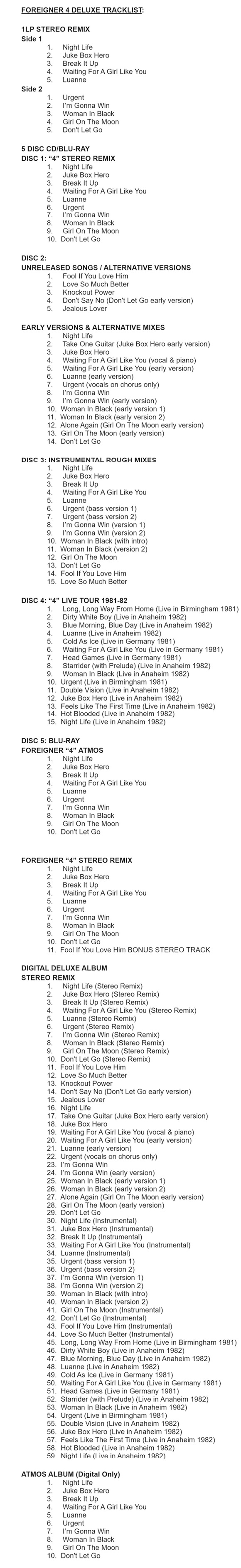 foreigner 4deluxetracks